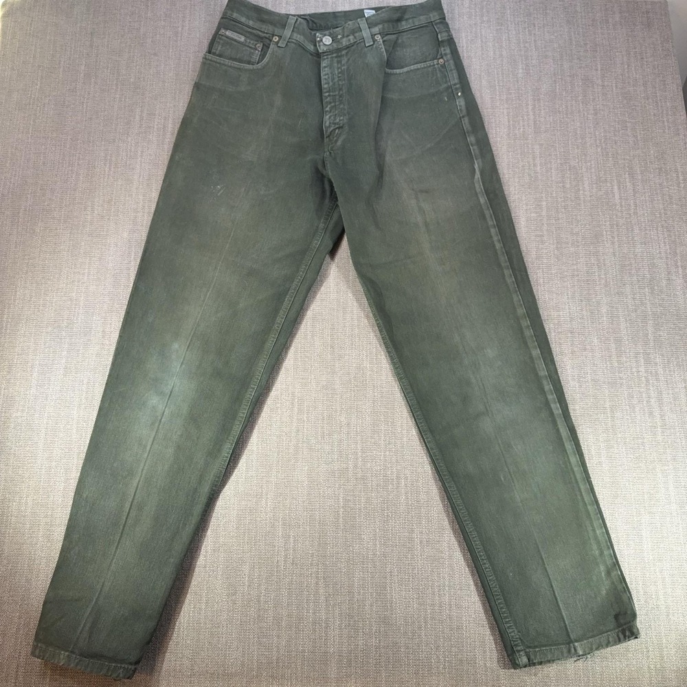 Vintage Calvin Klein Jeans Mens 34x32 Green Tapered Denim Made USA Casual 90s